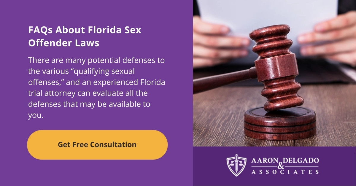 Faqs About Florida Sex Offender Laws Aaron Delgado And Associates